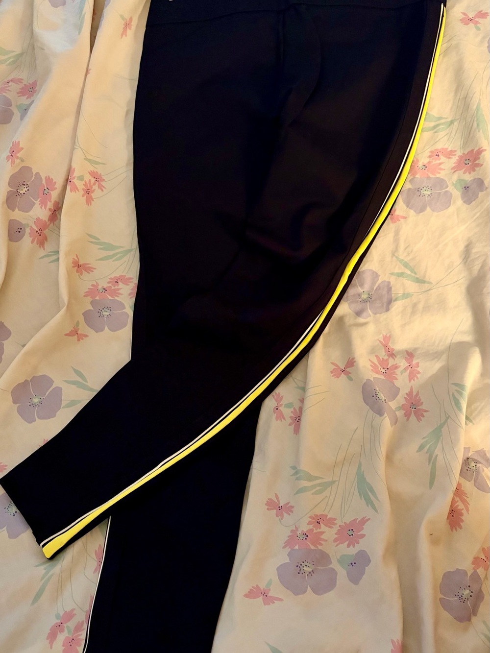 Zara Black Track Pants with Yellow Side Stripe